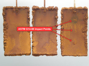 Lined side of coupons before cleaning